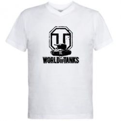 Чоловіча футболка з V-подібним вирізом Логотип World Of Tanks - PrintSalon
