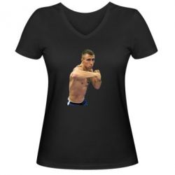 Женская футболка с V-образным вырезом Lomachenko - PrintSalon
