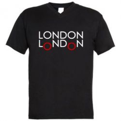 Мужская футболка  с V-образным вырезом London-PrintSalon Мужская футболка  с V-образным вырезом London