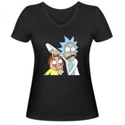 Женская футболка с V-образным вырезом Look Morty - PrintSalon