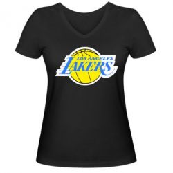 Женская футболка с V-образным вырезом Los Angeles Lakers - PrintSalon