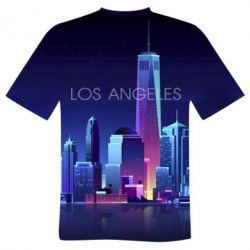 Мужская футболка 3D Los Angeles neon-PrintSalon Мужская футболка 3D Los Angeles neon