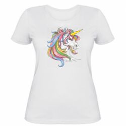 Женская футболка Лошадь с цветной гривой - PrintSalon