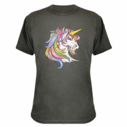 Камуфляжная футболка Лошадь с цветной гривой - PrintSalon