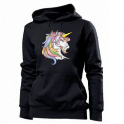 Женское худи Лошадь с цветной гривой - PrintSalon