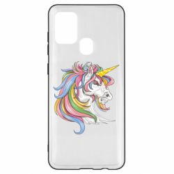 Чехол для Samsung A21s Лошадь с цветной гривой - PrintSalon