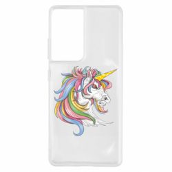 Чехол для Samsung S21 Ultra Лошадь с цветной гривой - PrintSalon