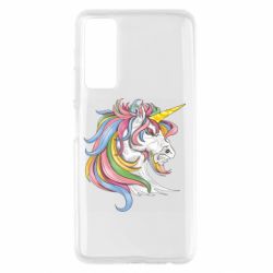 Чехол для Huawei P Smart 2021 Лошадь с цветной гривой - PrintSalon