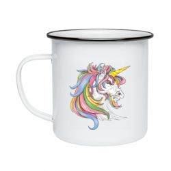 Кружка эмалированная Лошадь с цветной гривой - PrintSalon