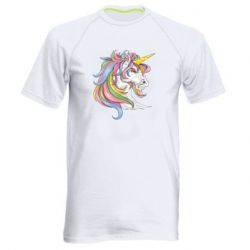Мужская футболка для спорта Лошадь с цветной гривой - PrintSalon