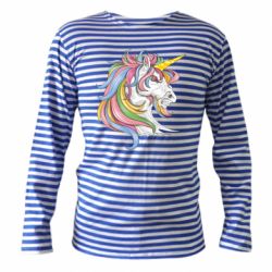 Тельняшка с длинным рукавом Лошадь с цветной гривой - PrintSalon