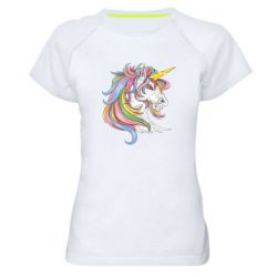 Женская футболка для спорта Лошадь с цветной гривой - PrintSalon
