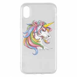 Чехол для iPhone X/Xs Лошадь с цветной гривой - PrintSalon