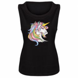 Женская майка Лошадь с цветной гривой - PrintSalon