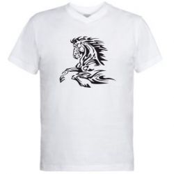 Мужская футболка  с V-образным вырезом Лошадь - PrintSalon