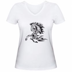 Женская футболка с V-образным вырезом Лошадь - PrintSalon