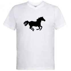 Мужская футболка  с V-образным вырезом Лошадка - PrintSalon
