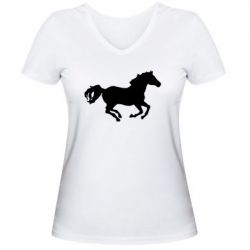 Женская футболка с V-образным вырезом Лошадка - PrintSalon