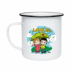 Кружка эмалированная Love is ... in the rain - PrintSalon