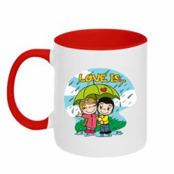 Чашка двухцветная 320ml Love is ... in the rain - PrintSalon