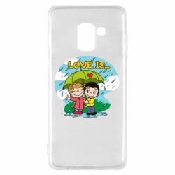 Чехол для Samsung A8 2018 Love is ... in the rain - PrintSalon