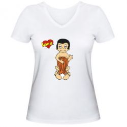 Женская футболка с V-образным вырезом Love is... Sex :) - PrintSalon