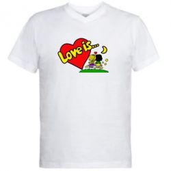 Мужская футболка  с V-образным вырезом Love is... - PrintSalon