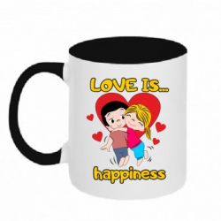 Чашка двухцветная 320ml Love is...happyness - PrintSalon