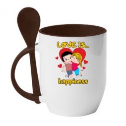 Чашка с ложкой Love is...happyness - PrintSalon