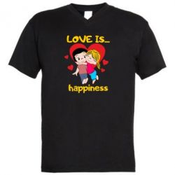 Мужская футболка  с V-образным вырезом Love is...happyness - PrintSalon