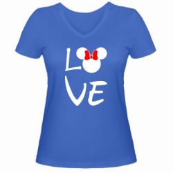 Женская футболка с V-образным вырезом Love Mickey Mouse (female) - PrintSalon