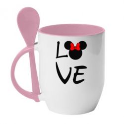 Чашка с ложкой Love Mickey Mouse (female) - PrintSalon