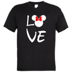 Мужская футболка  с V-образным вырезом Love Mickey Mouse (female) - PrintSalon