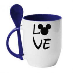 Чашка с ложкой Love Mickey Mouse (male) - PrintSalon