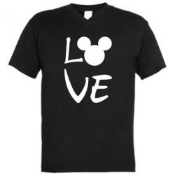 Мужская футболка  с V-образным вырезом Love Mickey Mouse (male) - PrintSalon