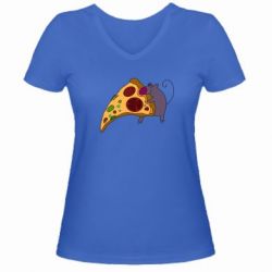 Женская футболка с V-образным вырезом Love Pizza 2 - PrintSalon