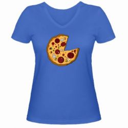 Женская футболка с V-образным вырезом Love Pizza - PrintSalon