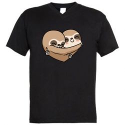 Мужская футболка  с V-образным вырезом Love sloths - PrintSalon