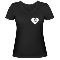 Женская футболка с V-образным вырезом Love Volkswagen - PrintSalon