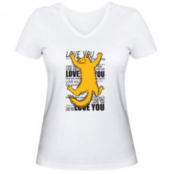 Женская футболка с V-образным вырезом Love you - PrintSalon