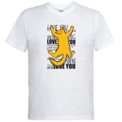 Мужская футболка  с V-образным вырезом Love you - PrintSalon