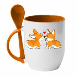 Чашка з ложкою Loving Corgi Couple - PrintSalon