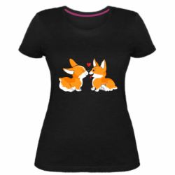 Жіноча преміум футболка Loving Corgi Couple - PrintSalon
