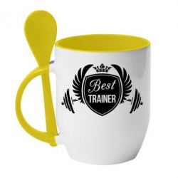 Чашка с ложкой Лучший тренер - PrintSalon
