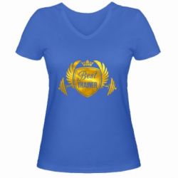 Женская футболка с V-образным вырезом Лучший тренер - PrintSalon