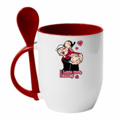 Чашка с ложкой Люблю тебя, детка - PrintSalon
