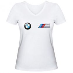 Женская футболка с V-образным вырезом M POWER 3D Logo - PrintSalon
