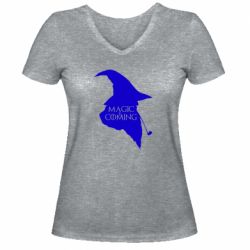 Женская футболка с V-образным вырезом Magic is coming - PrintSalon