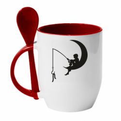 Чашка с ложкой Мальчик рыбачит - PrintSalon