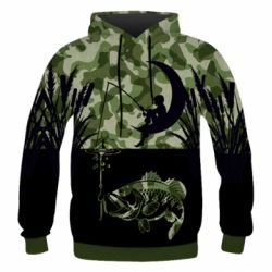 Чоловіче 3D худі Хлопчик сидячи на місяці рибалить - PrintSalon